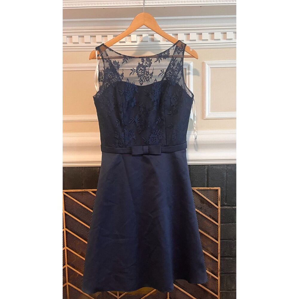 B2 by Jasmine Bridesmaid Dress Women's Size 12 Navy Blue Formal Gown Worn Once